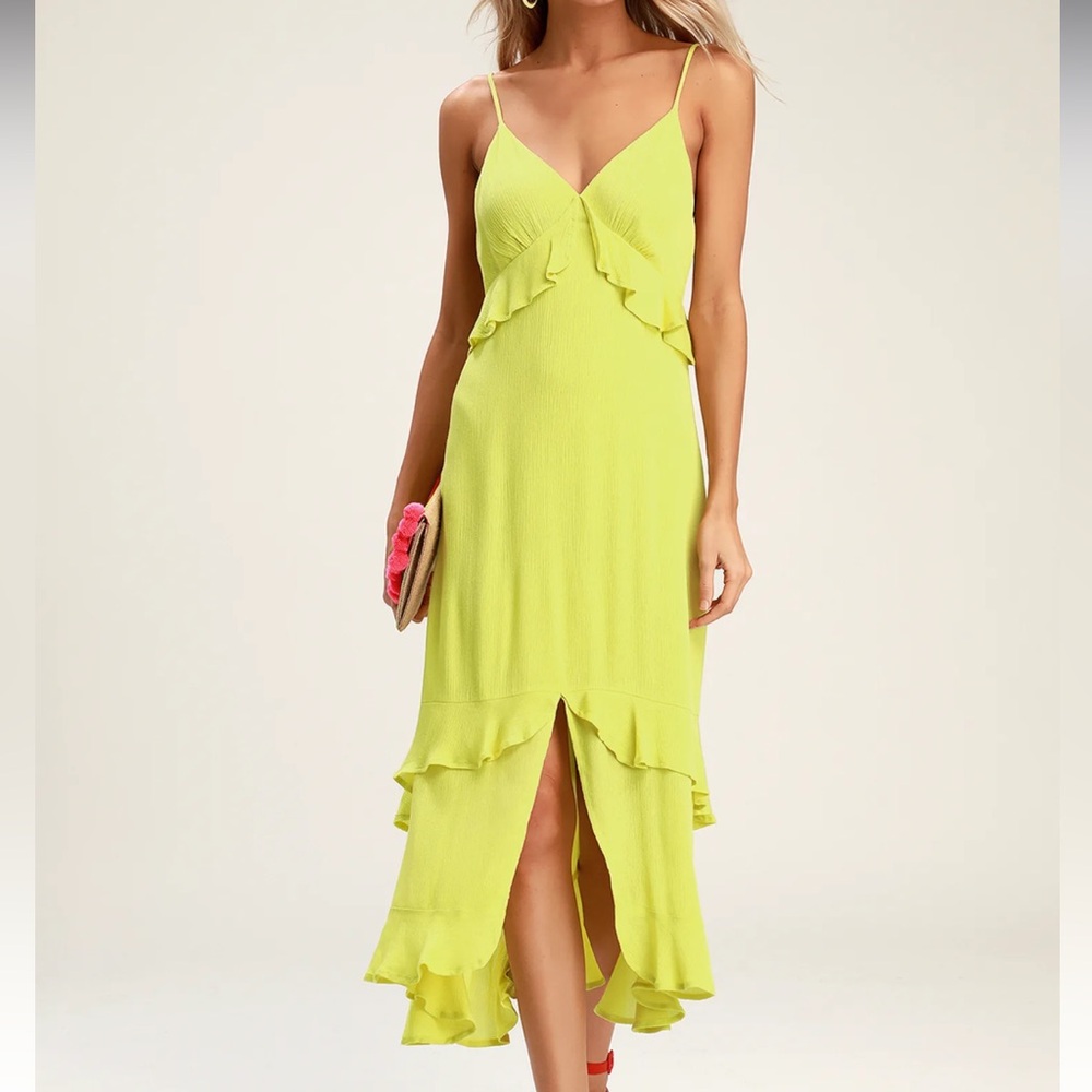 Lulus Island Time Ruffled Midi Dress